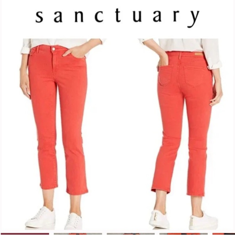NWT Sanctuary Denim Connector Kick Crop Jeans Size 27 Pomegranate